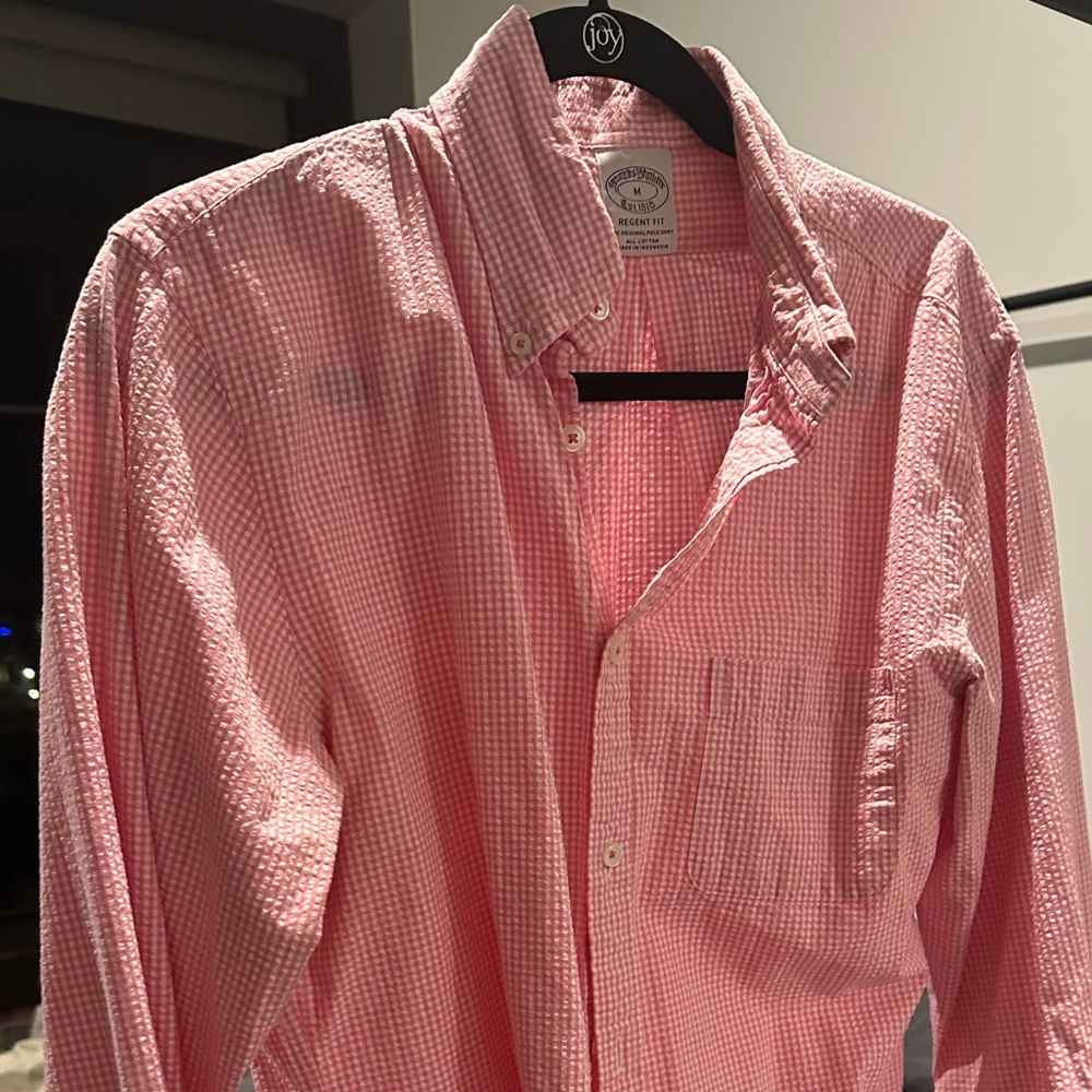 Brooks Brothers Pink Seersucker Gingham Men's Shirt